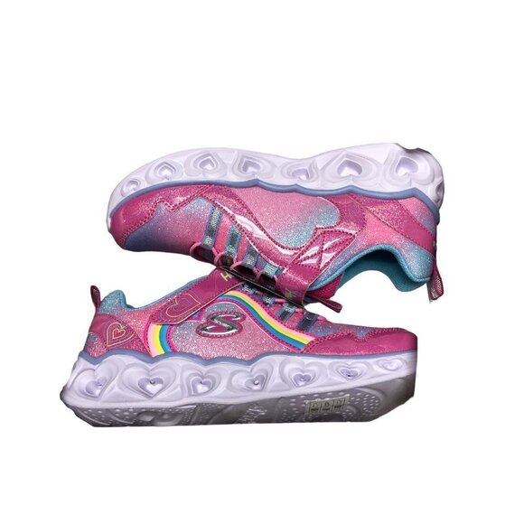 SKECHERS Heart Lights Rainbow Lux‎ Light-Up Sneakers size 3 New In Box - Picture 1 of 11